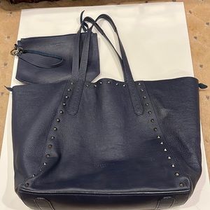 Liebeskin Berlin large blue pebbles leather tote with detachable wristlet